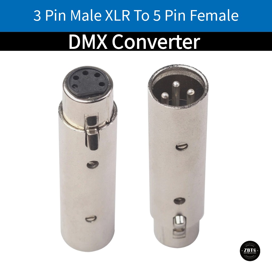 DMX Converter 3 Pin Male XLR To 5 Pin Female